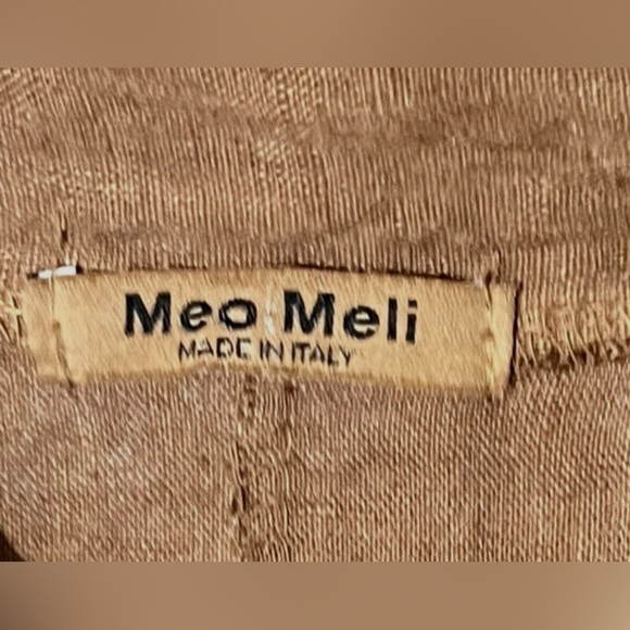 New Meo Meli Brown 100% Linen Pockets Ruched Boho Dress Sz S-
M - Made in Italy - Picture 6 of 7